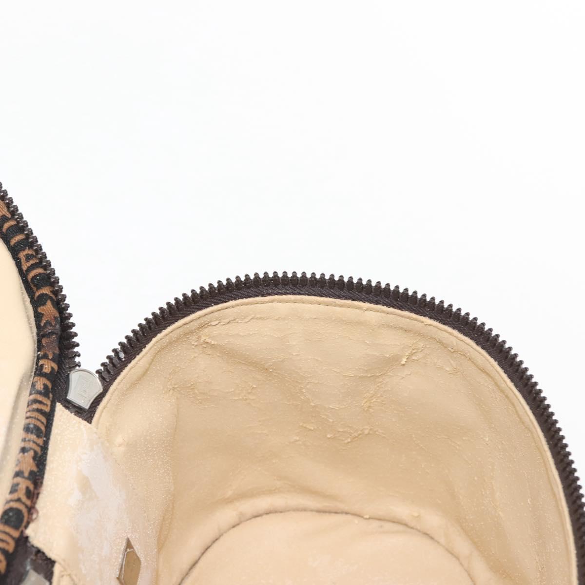 FENDI Zucca Canvas Vanity Pouch Black Brown Auth 145361