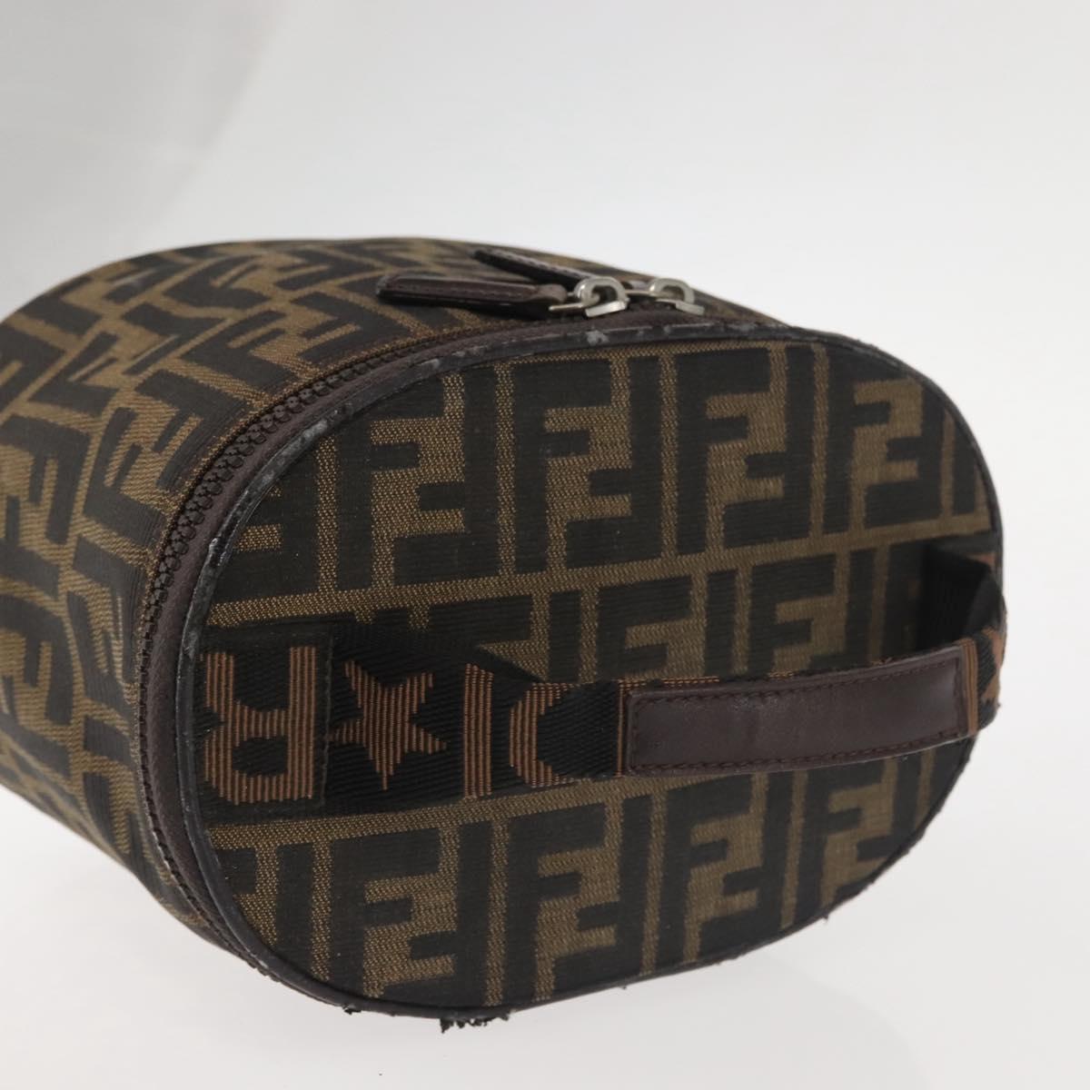 FENDI Zucca Canvas Vanity Pouch Black Brown Auth 145361