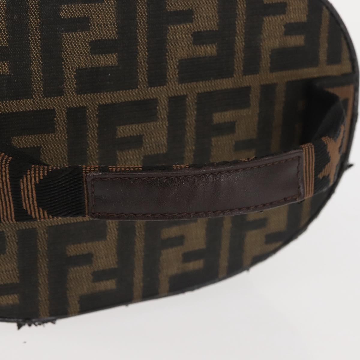 FENDI Zucca Canvas Vanity Pouch Black Brown Auth 145361
