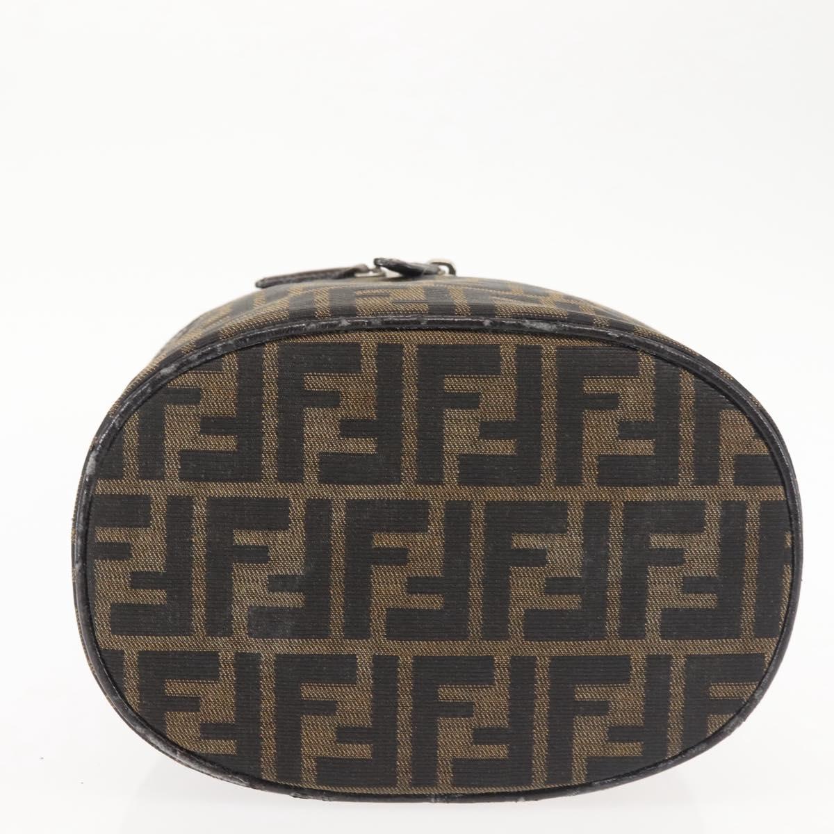 FENDI Zucca Canvas Vanity Pouch Black Brown Auth 145361