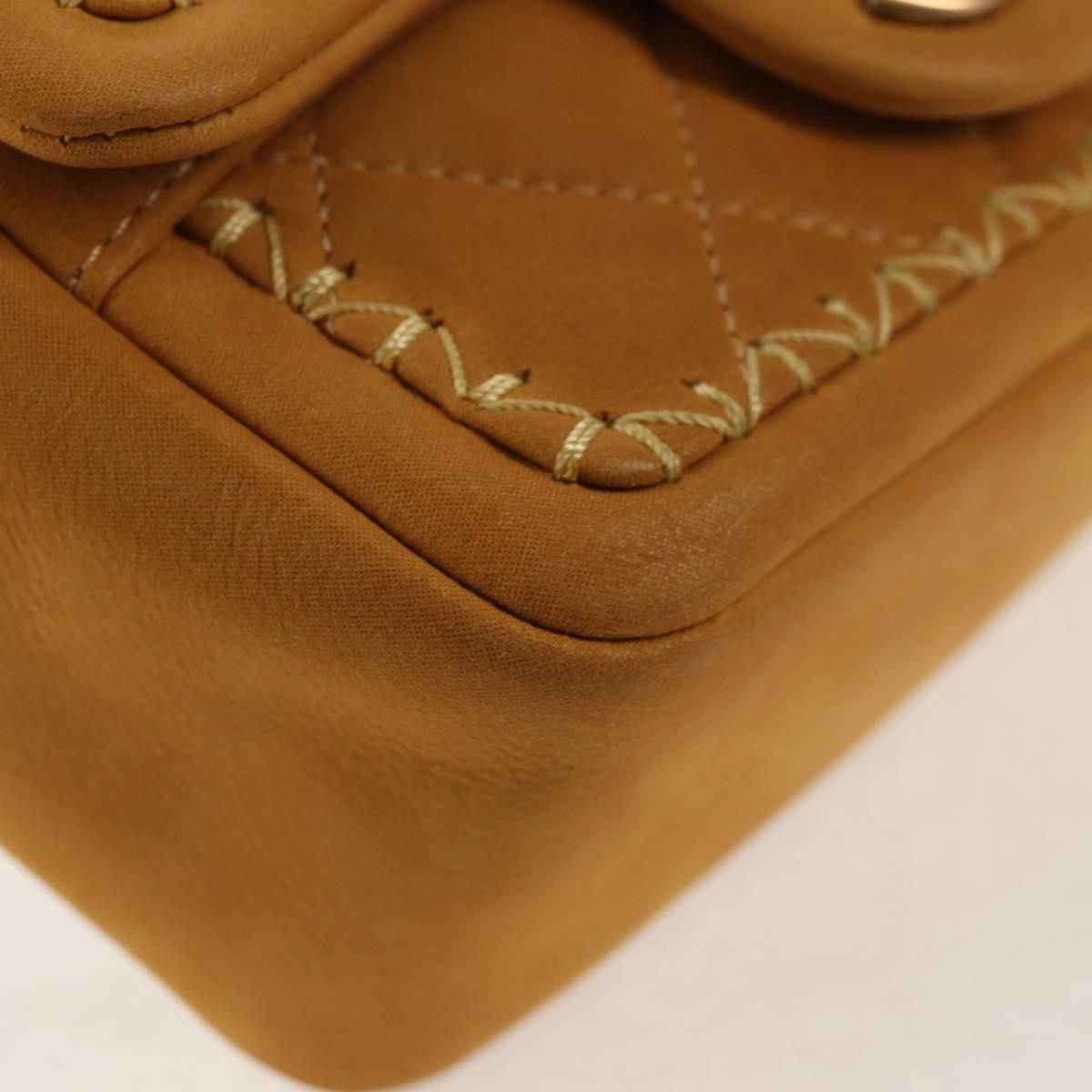 CHANEL Chain Shoulder Bag Suede Yellow Gold CC Auth 145362SAM