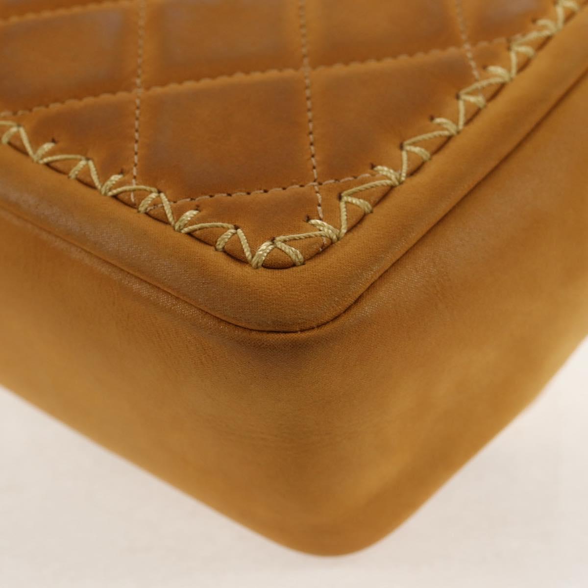 CHANEL Chain Shoulder Bag Suede Yellow Gold CC Auth 145362SAM