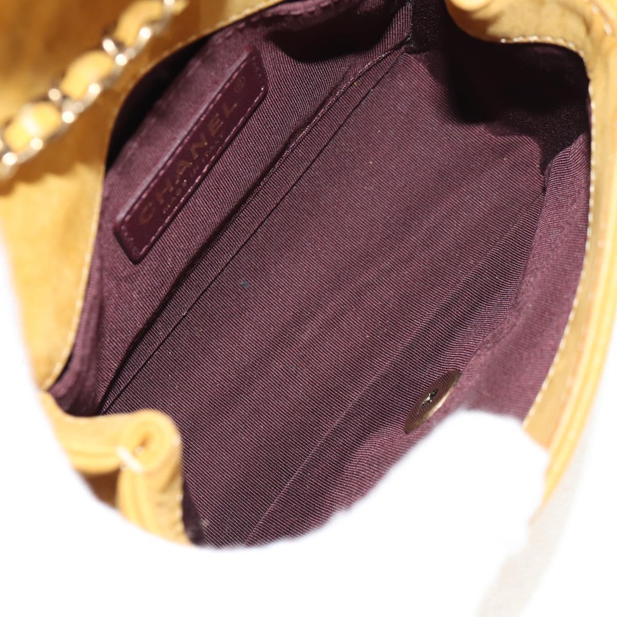 CHANEL Chain Shoulder Bag Suede Yellow Gold CC Auth 145362SAM
