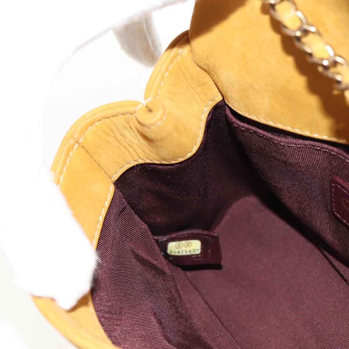 CHANEL Chain Shoulder Bag Suede Yellow Gold CC Auth 145362SAM