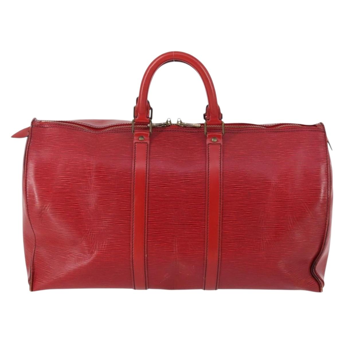 LOUIS VUITTON Epi Keepall 45 Boston Bag Red M42977 LV Auth 145436