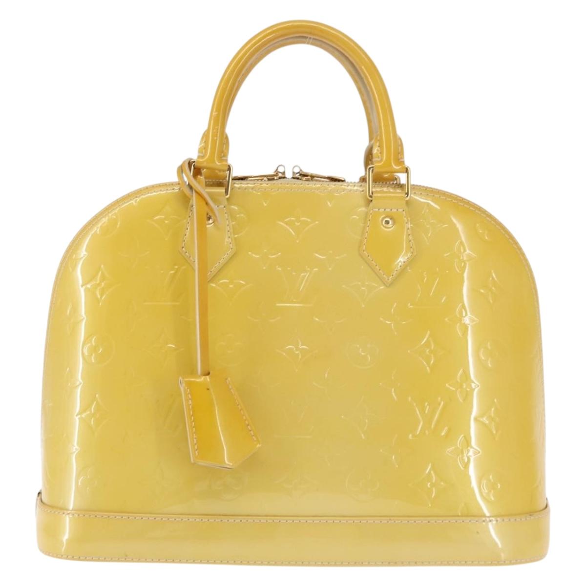 LOUIS VUITTON Monogram Vernis Alma PM Hand Bag Citrin M90101 LV Auth 145459