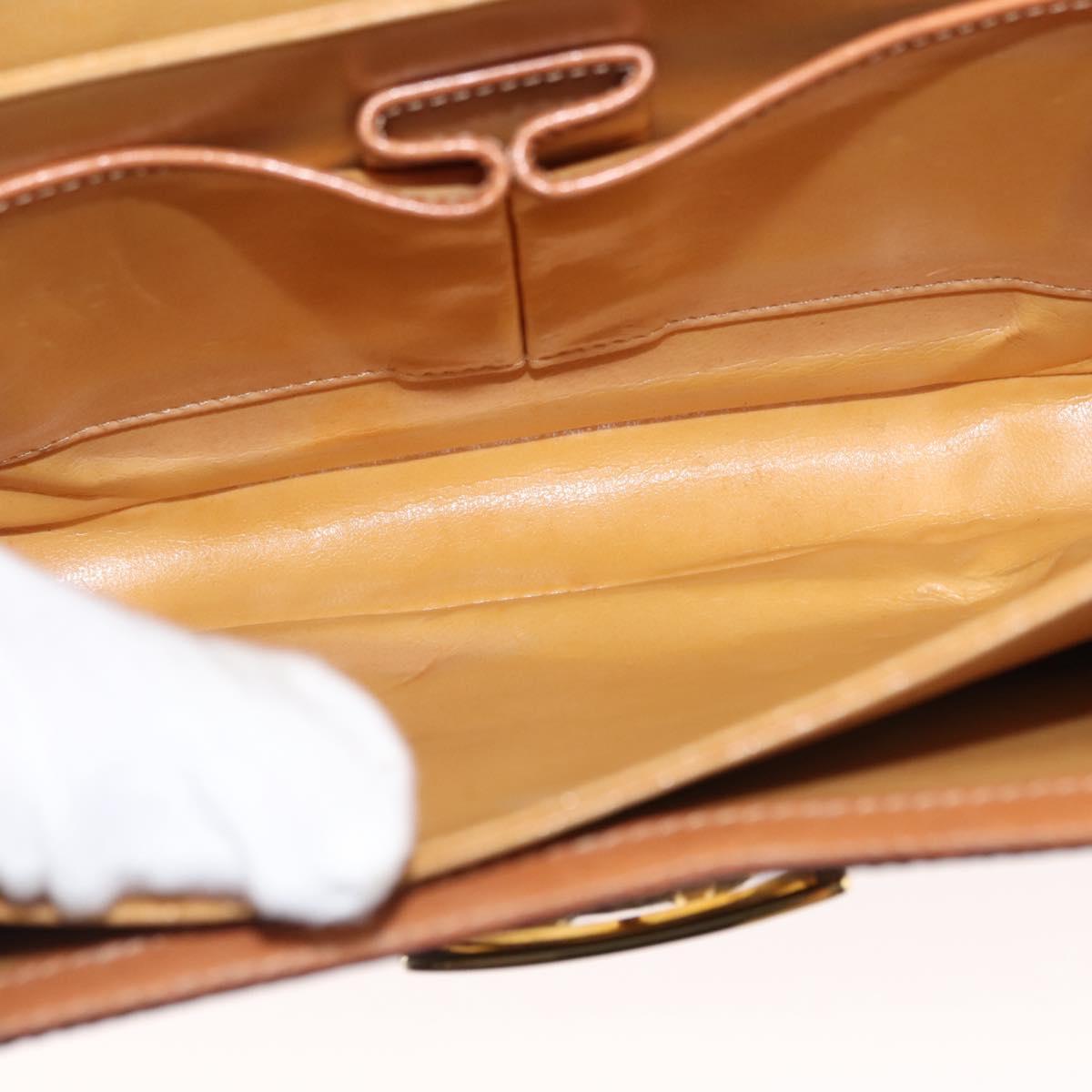 CELINE Macadam Canvas Horse Carriage Shoulder Bag PVC Brown Gold Auth 145468