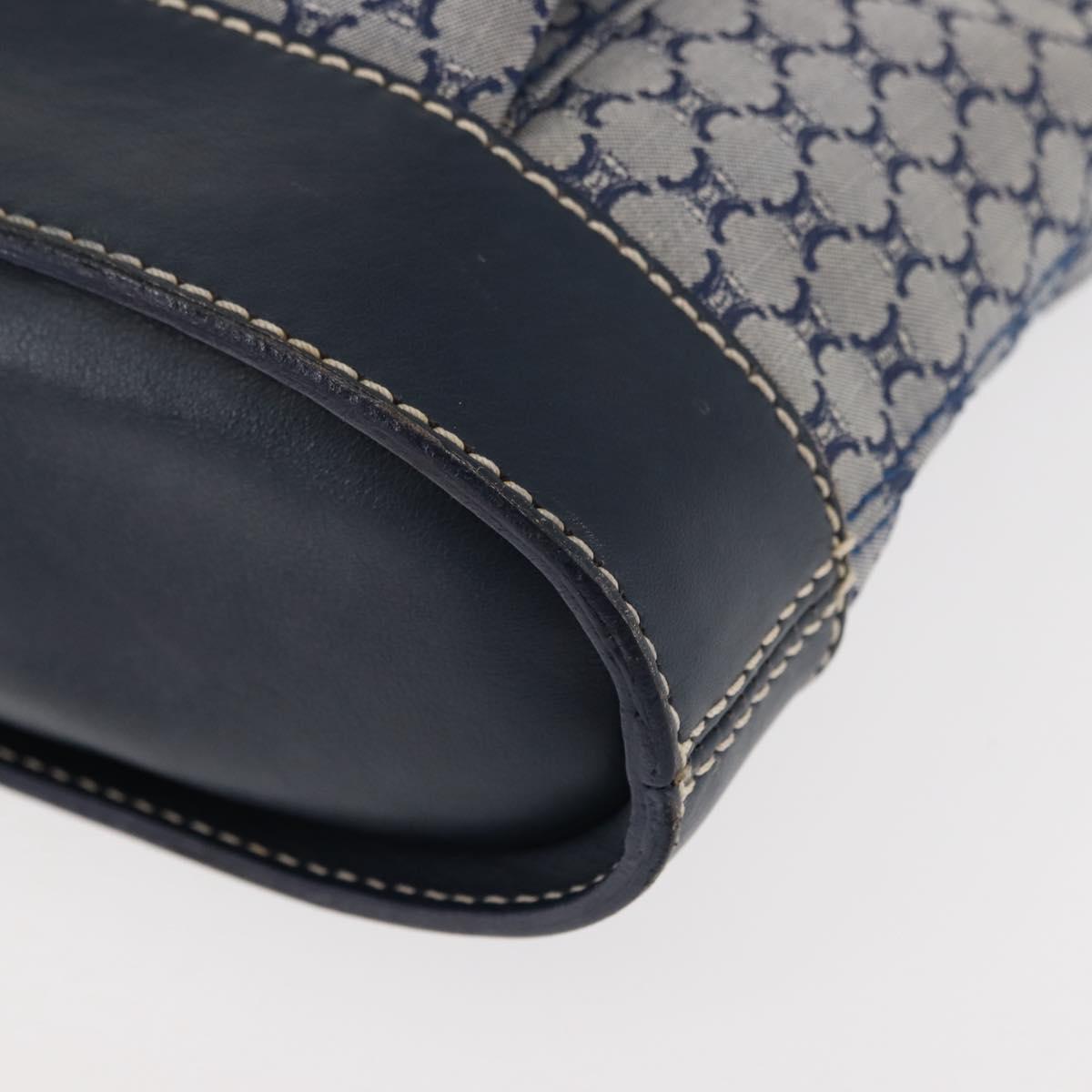 CELINE Macadam Canvas Hand Bag Blue Gold Auth 145470