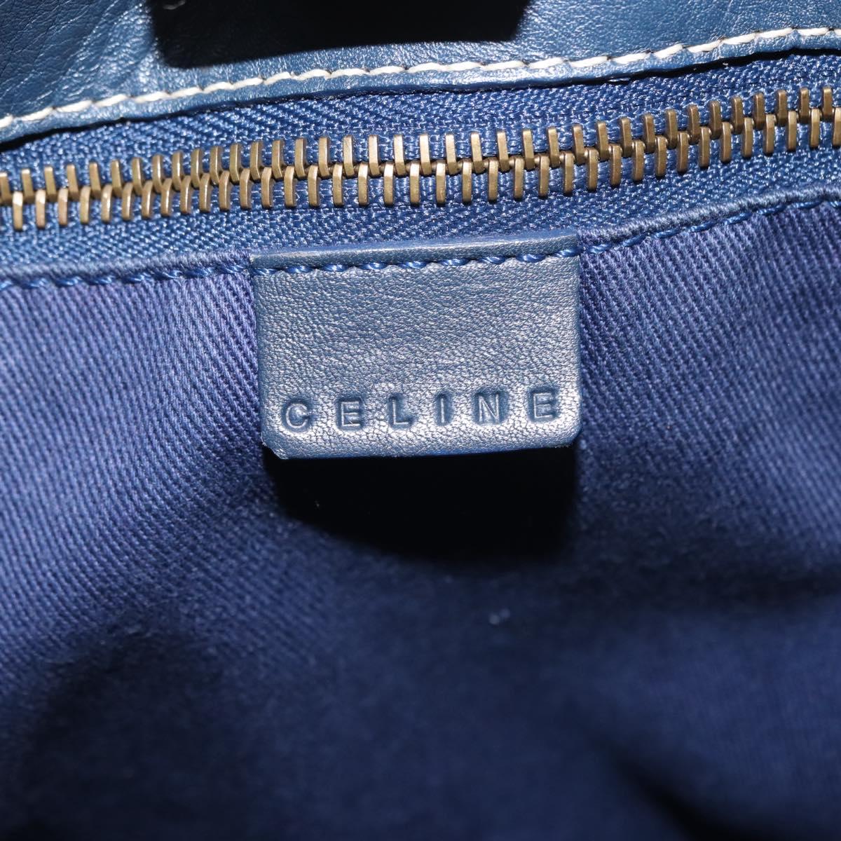 CELINE Macadam Canvas Hand Bag Blue Gold Auth 145470