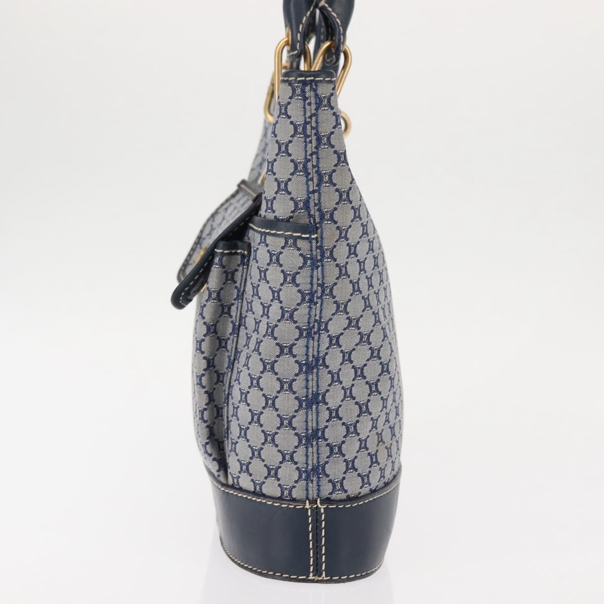 CELINE Macadam Canvas Hand Bag Blue Gold Auth 145470