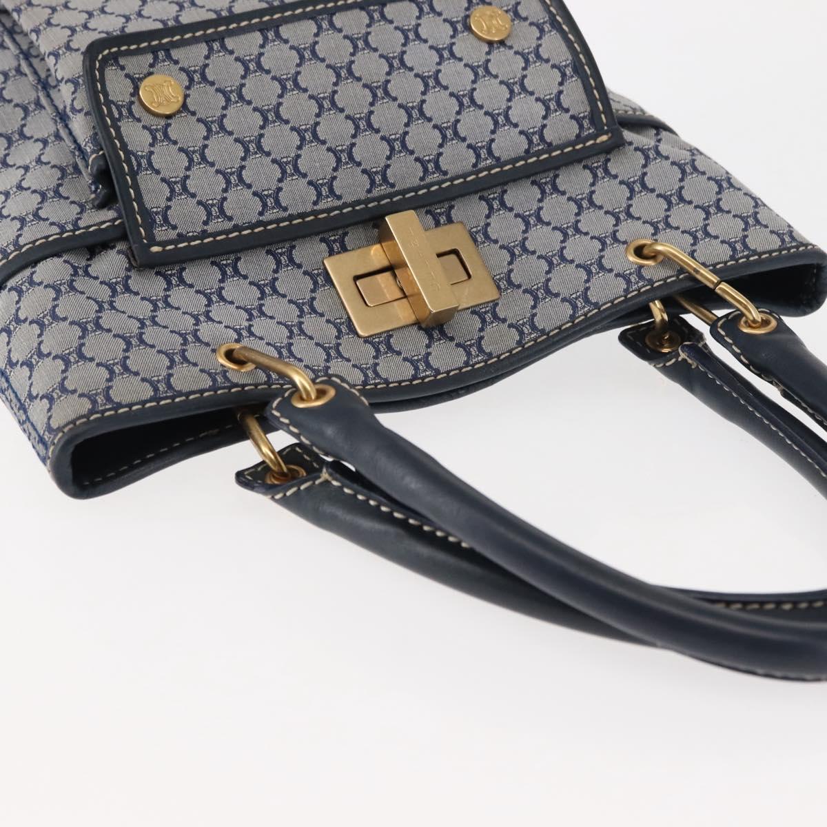 CELINE Macadam Canvas Hand Bag Blue Gold Auth 145470