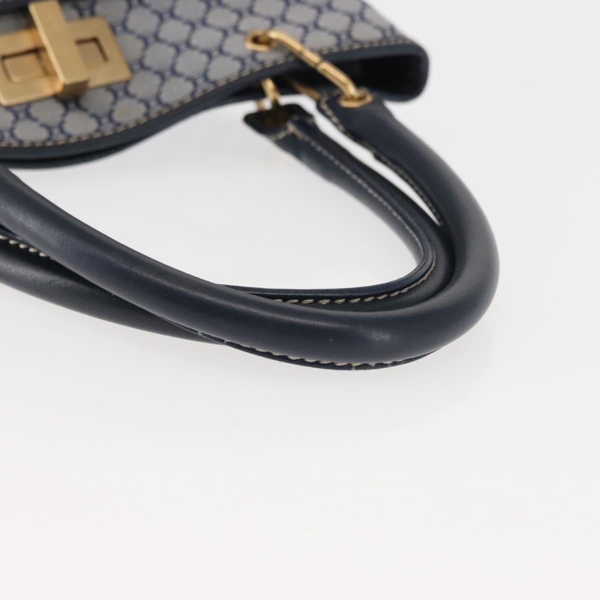 CELINE Macadam Canvas Hand Bag Blue Gold Auth 145470