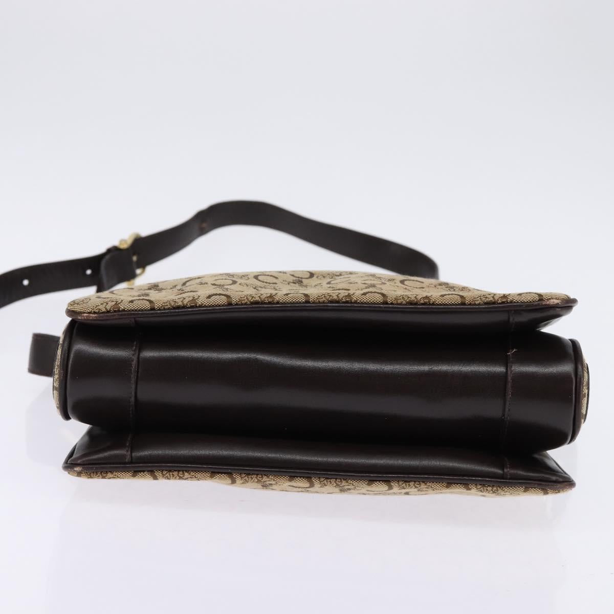 CELINE C Sulky Shoulder Bag Canvas Brown Gold Auth 145471