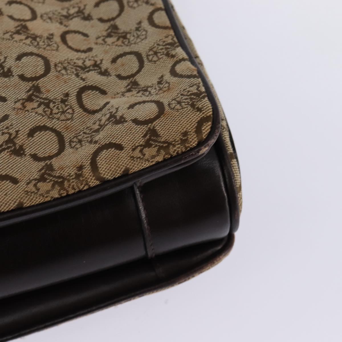 CELINE C Sulky Shoulder Bag Canvas Brown Gold Auth 145471
