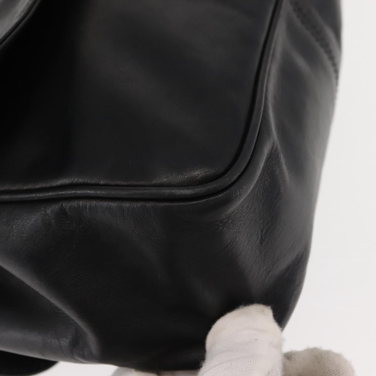 CELINE Hand Bag Leather Black Auth 145472