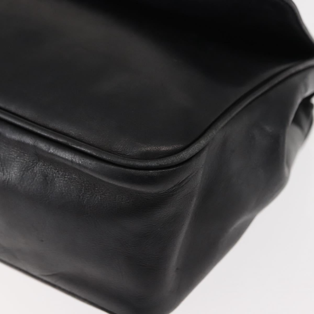 CELINE Hand Bag Leather Black Auth 145472
