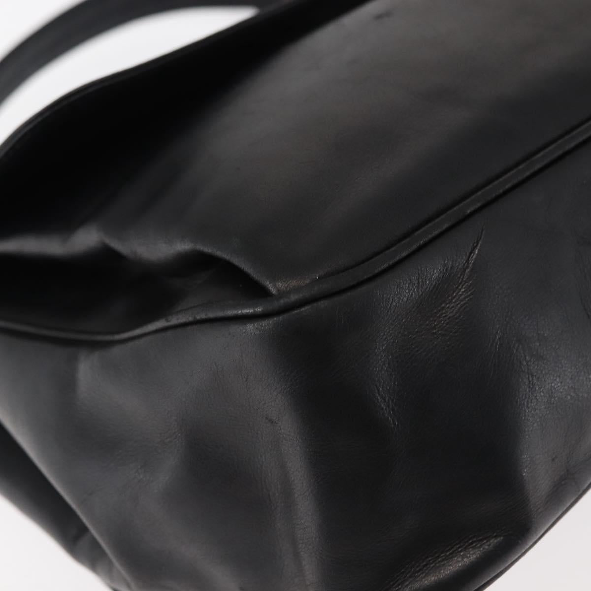 CELINE Hand Bag Leather Black Auth 145472
