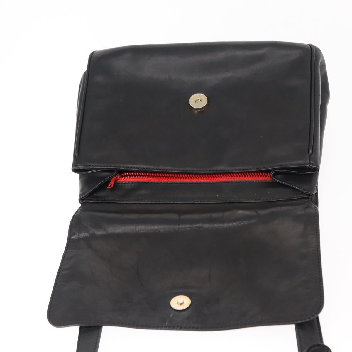 CELINE Hand Bag Leather Black Auth 145472