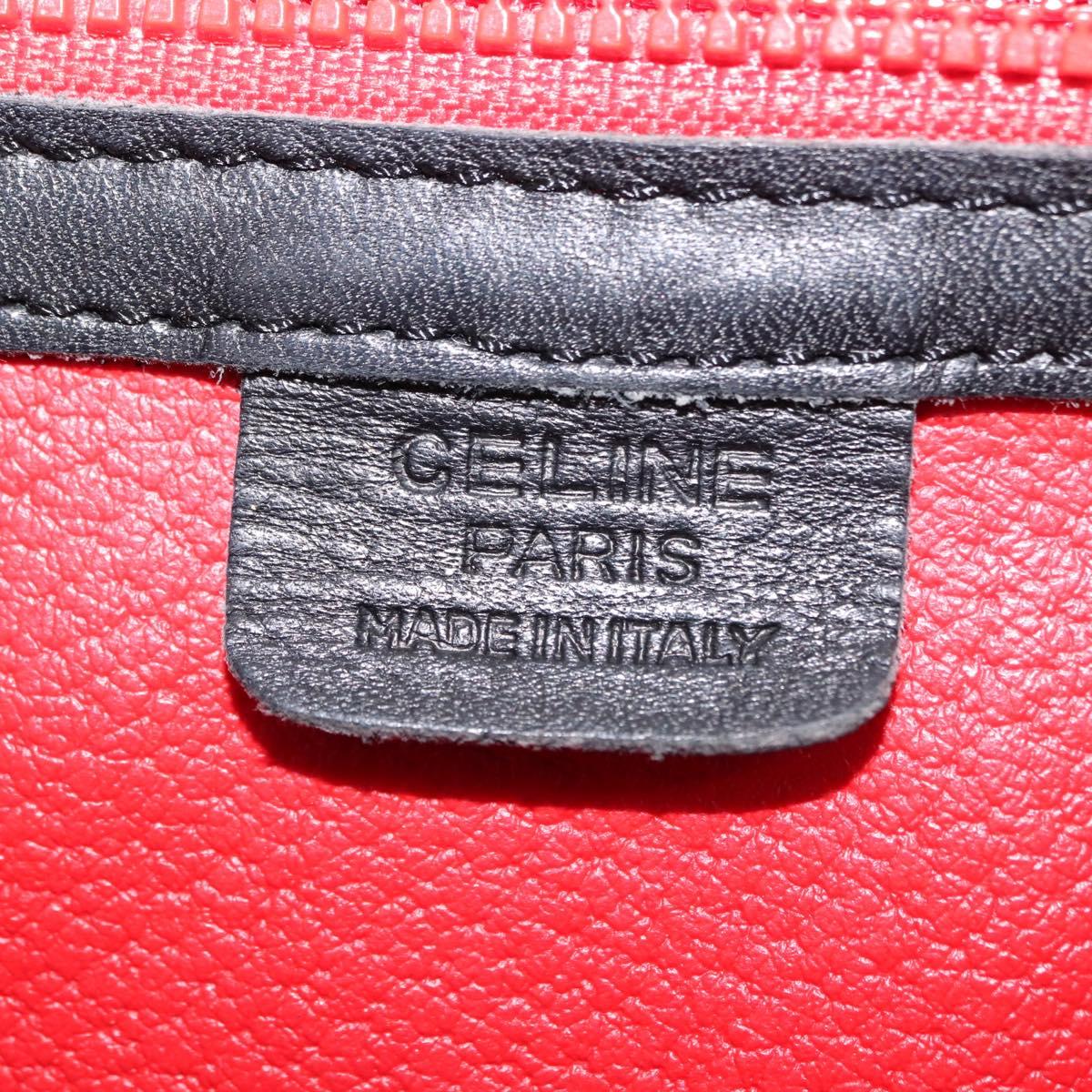 CELINE Hand Bag Leather Black Auth 145472