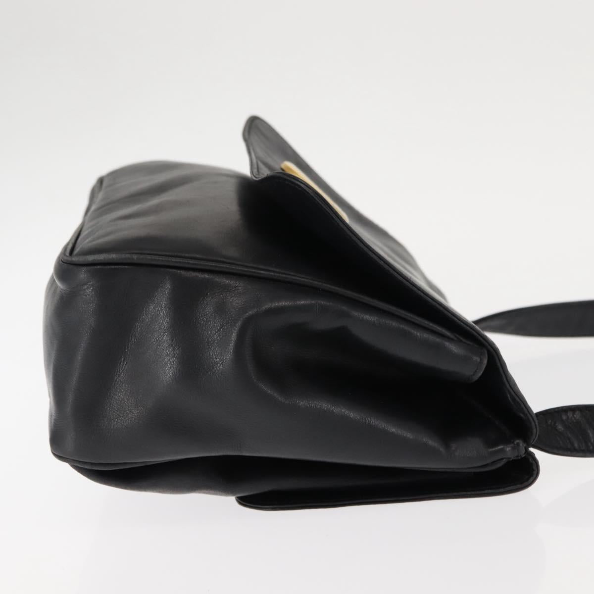 CELINE Hand Bag Leather Black Auth 145472