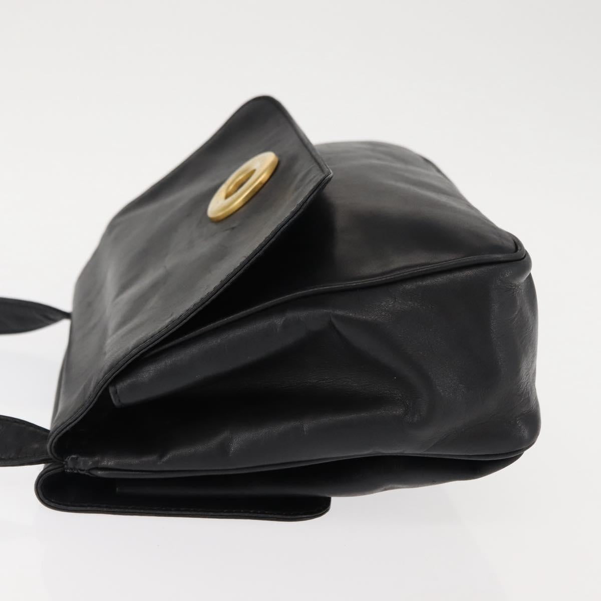 CELINE Hand Bag Leather Black Auth 145472