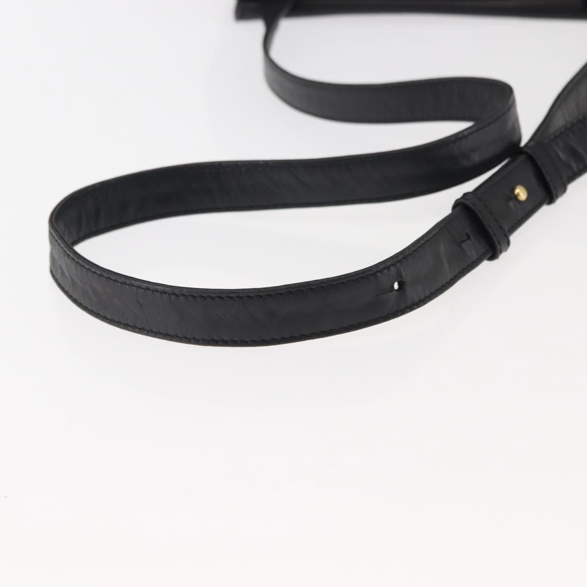 CELINE Hand Bag Leather Black Auth 145472