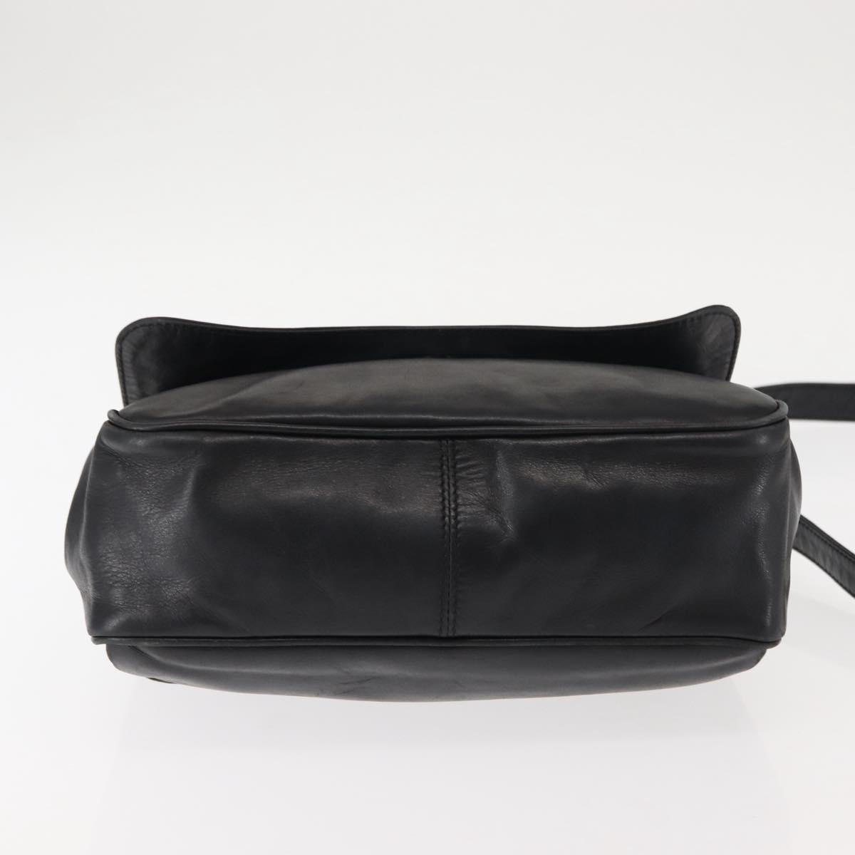 CELINE Hand Bag Leather Black Auth 145472