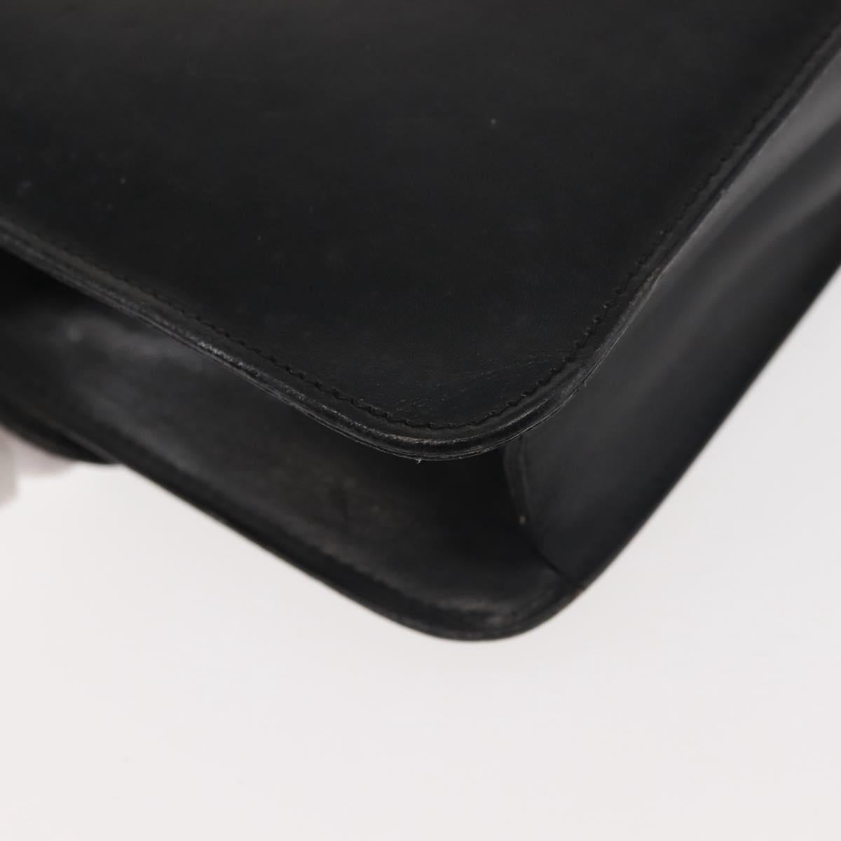 CELINE Chain Shoulder Bag Leather Black Gold Auth 145473