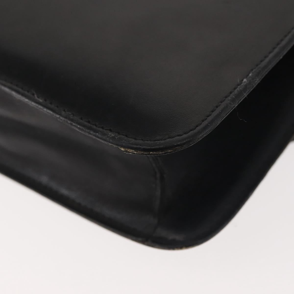 CELINE Chain Shoulder Bag Leather Black Gold Auth 145473