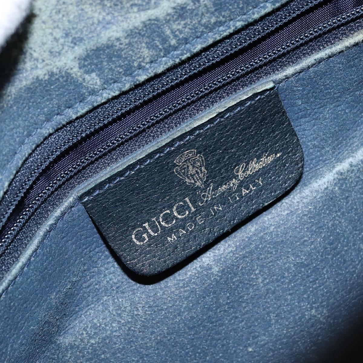 GUCCI GG Supreme Sherry Line Boston Bag PVC Navy Gold 24 012 3842 Auth 145476