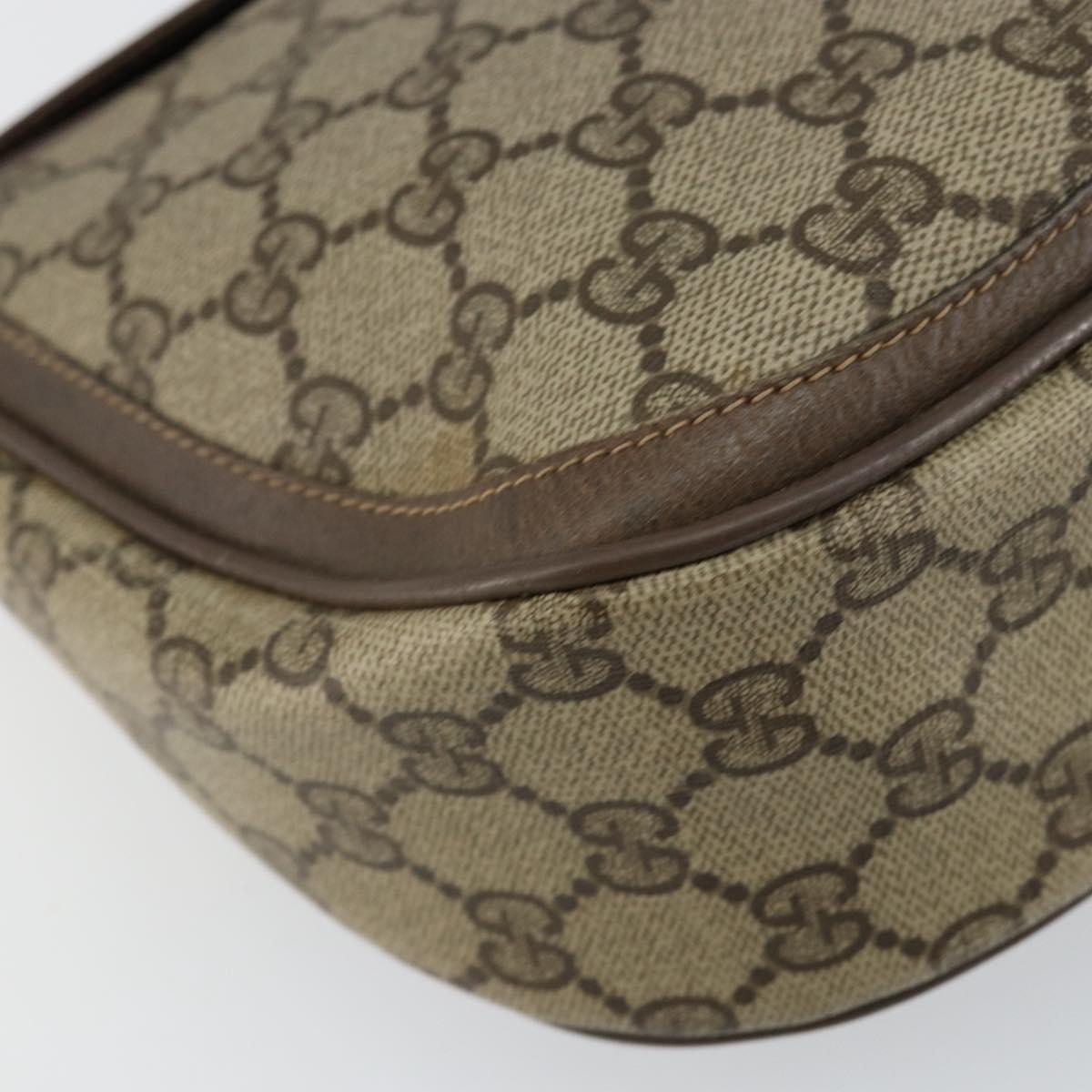 GUCCI GG Supreme Web Sherry Line Shoulder Bag PVC Leather Beige Red Auth 145477