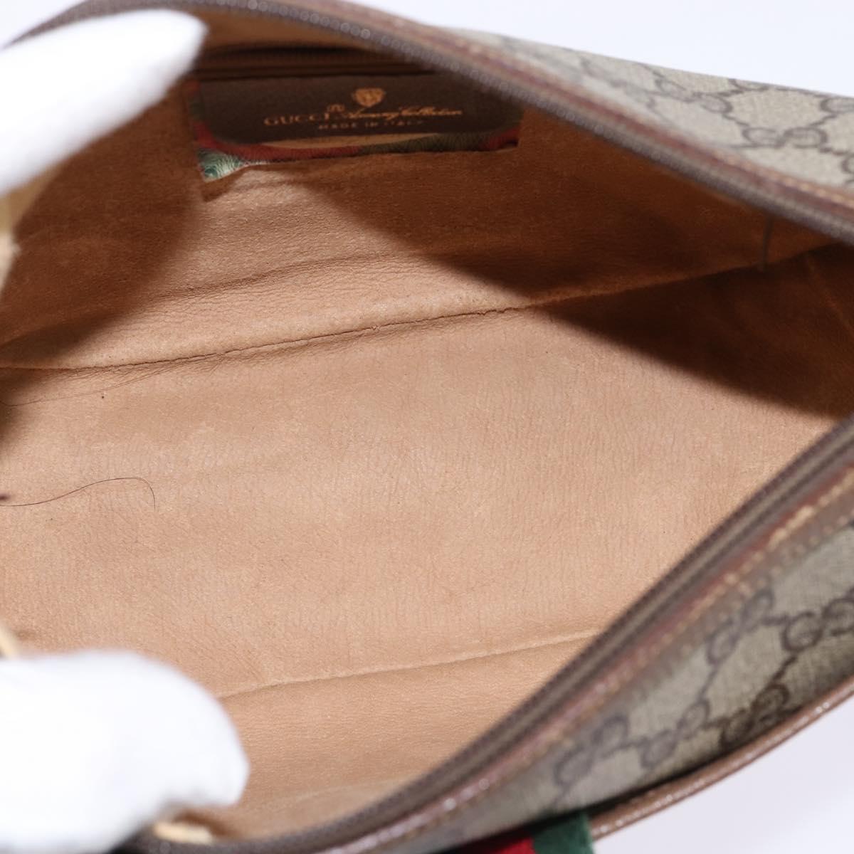 GUCCI GG Supreme Web Sherry Line Shoulder Bag PVC Beige 56 02 032 Auth 145478