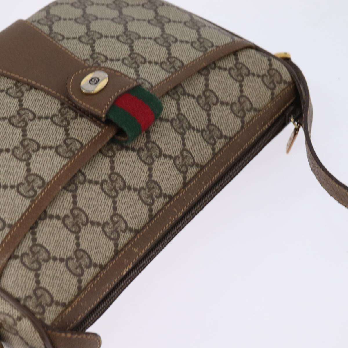 GUCCI GG Supreme Web Sherry Line Shoulder Bag PVC Beige 56 02 032 Auth 145478