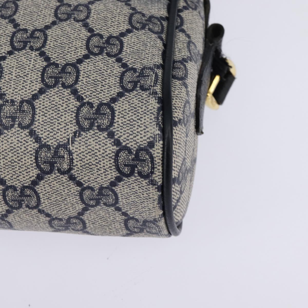 GUCCI GG Supreme Sherry Line Shoulder Bag PVC Navy Gold 98 02 087 Auth 145482
