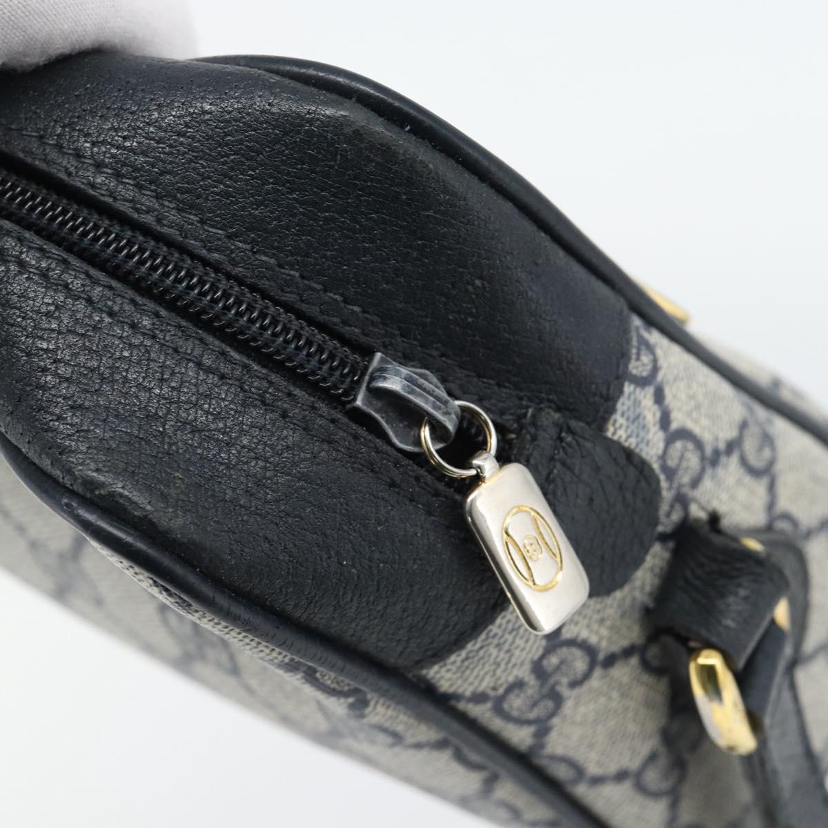GUCCI GG Supreme Sherry Line Shoulder Bag PVC Navy Gold 98 02 087 Auth 145482