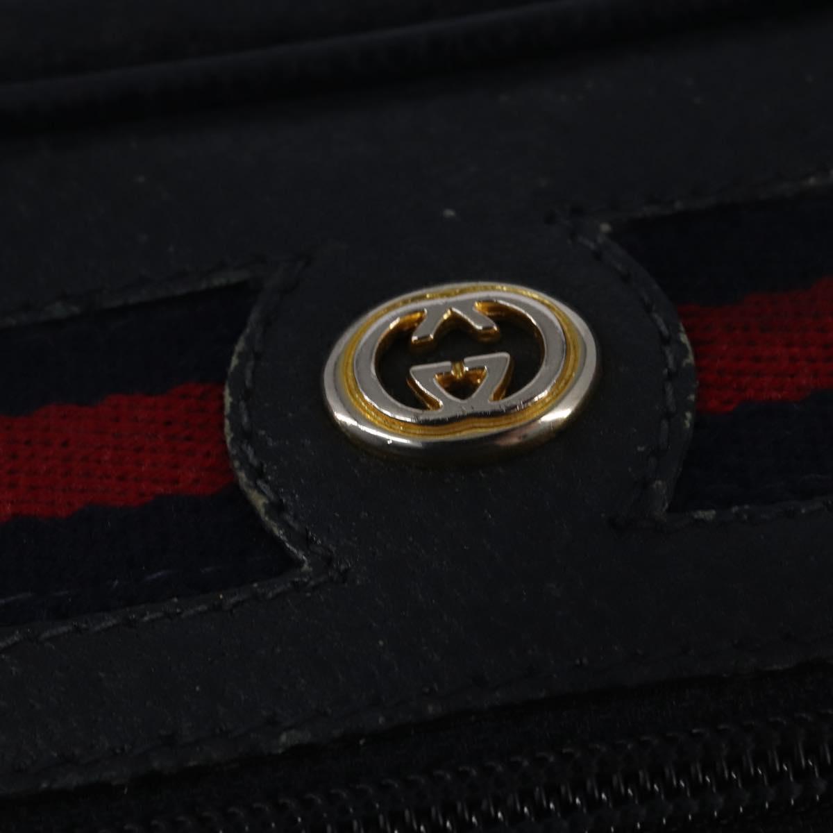 GUCCI GG Supreme Sherry Line Shoulder Bag PVC Navy Gold 98 02 087 Auth 145482