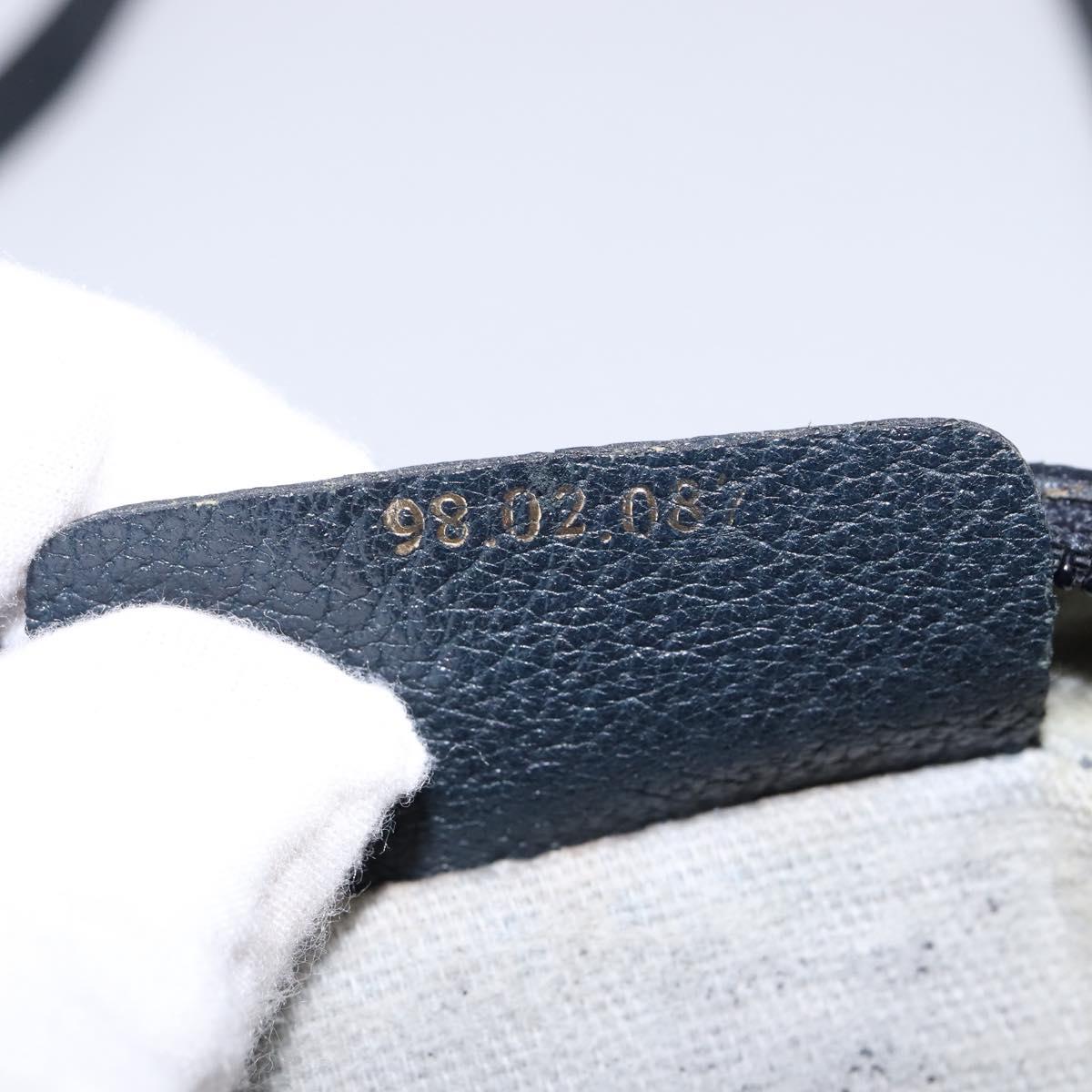 GUCCI GG Supreme Sherry Line Shoulder Bag PVC Navy Gold 98 02 087 Auth 145482