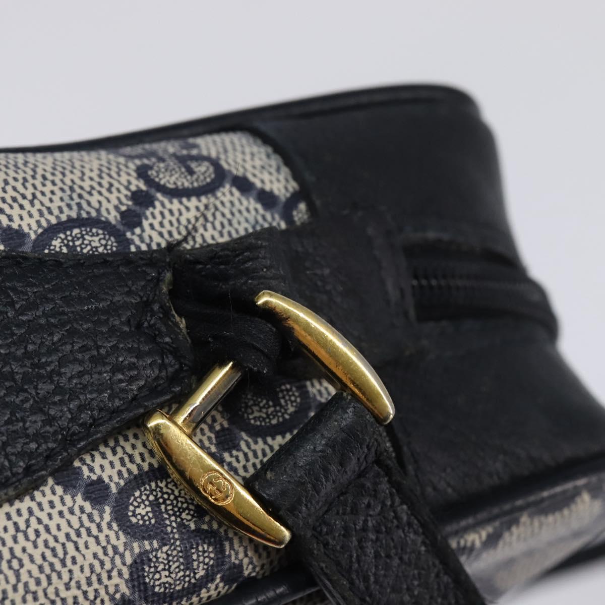 GUCCI GG Supreme Sherry Line Shoulder Bag PVC Navy Gold 98 02 087 Auth 145482