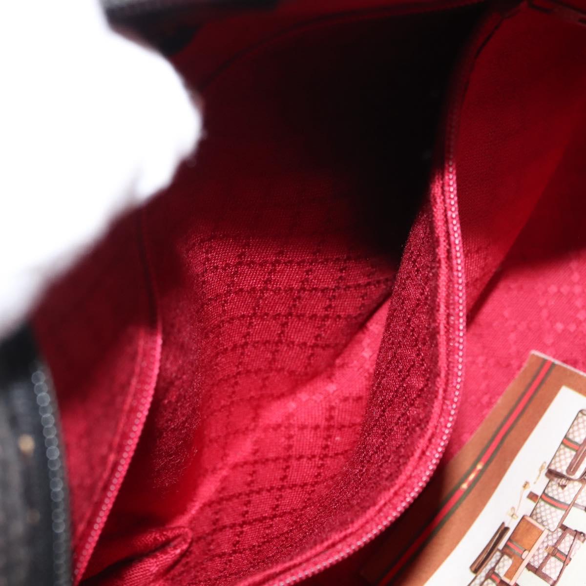 GUCCI GG Canvas Web Sherry Line Shoulder Bag Black Gold Red Auth 145483