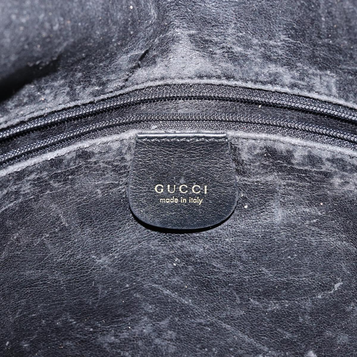 GUCCI Bamboo Hand Bag Leather 2way Black Gold 001 2058 1577 0 Auth 145485