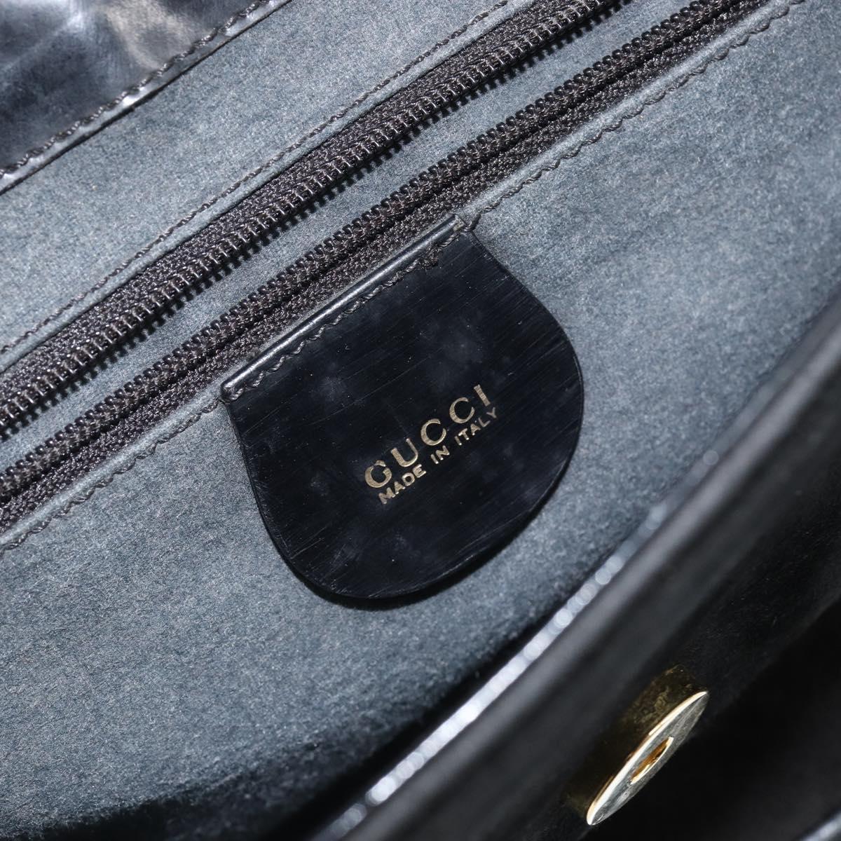 GUCCI Shoulder Bag Suede Leather Black Gold 001 2684 1777 Auth 145486
