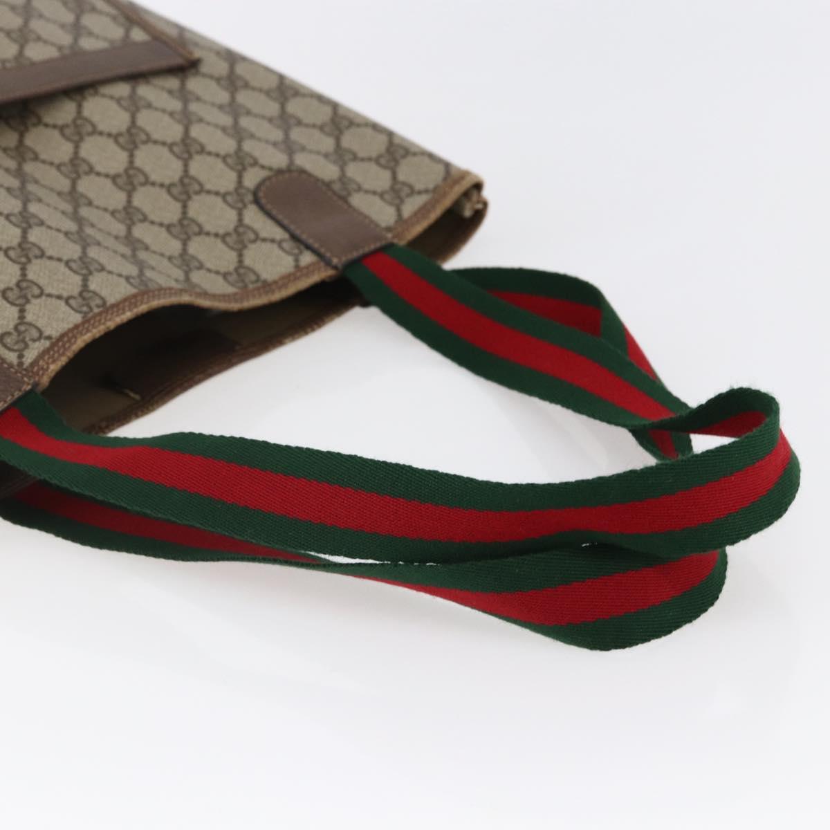 GUCCI GG Supreme Web Sherry Line Tote Bag PVC Beige Red 39 02 003 Auth 145488