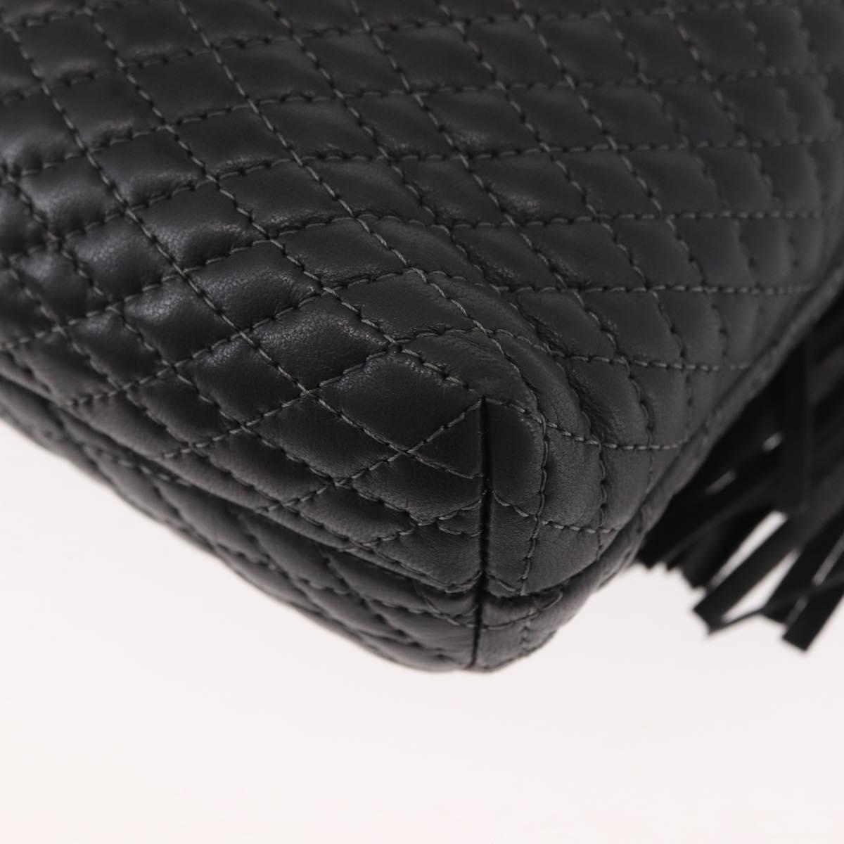 BALLY Chain Shoulder Bag Leather Black Auth 145489