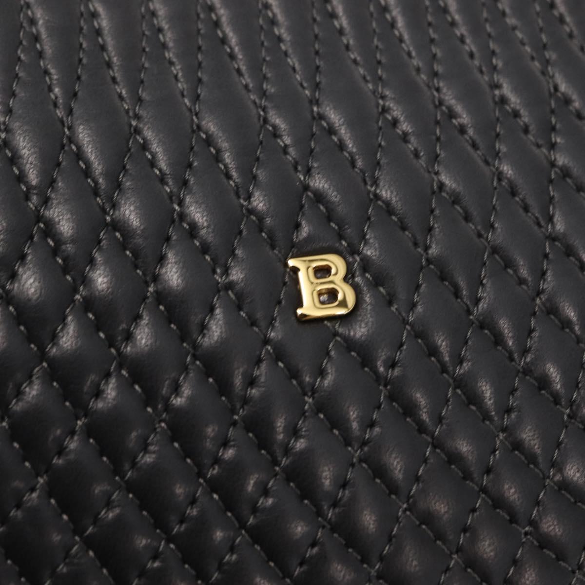 BALLY Chain Shoulder Bag Leather Black Auth 145489