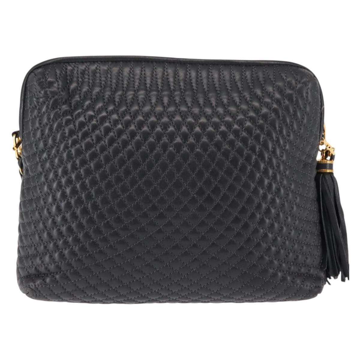 BALLY Chain Shoulder Bag Leather Black Auth 145489