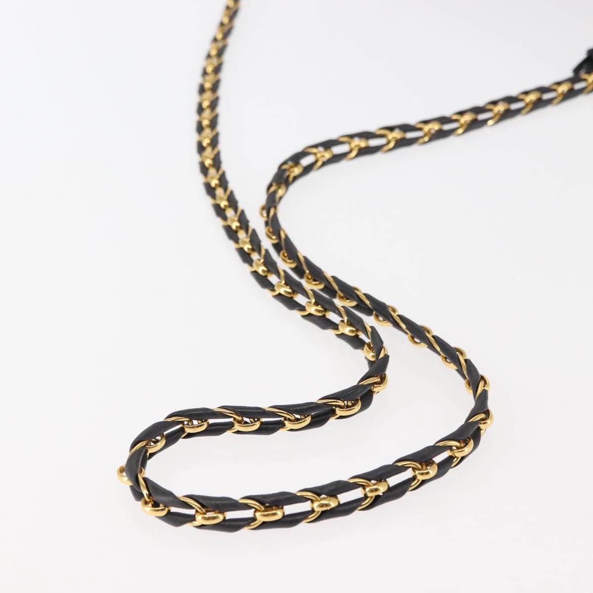 BALLY Chain Shoulder Bag Leather Black Auth 145489