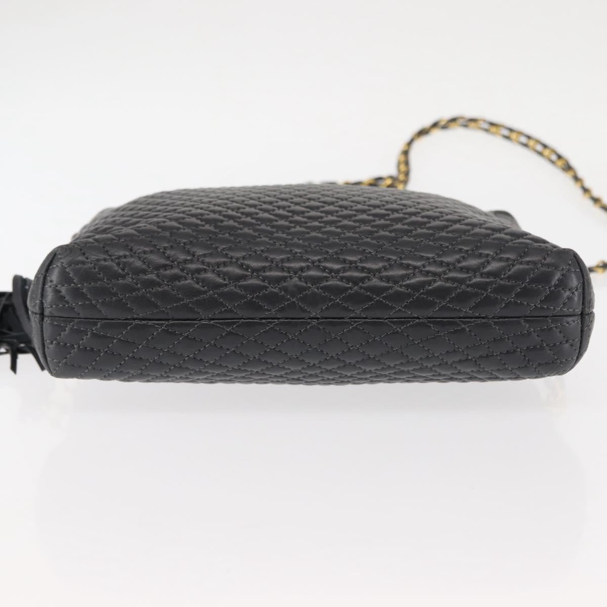 BALLY Chain Shoulder Bag Leather Black Auth 145489