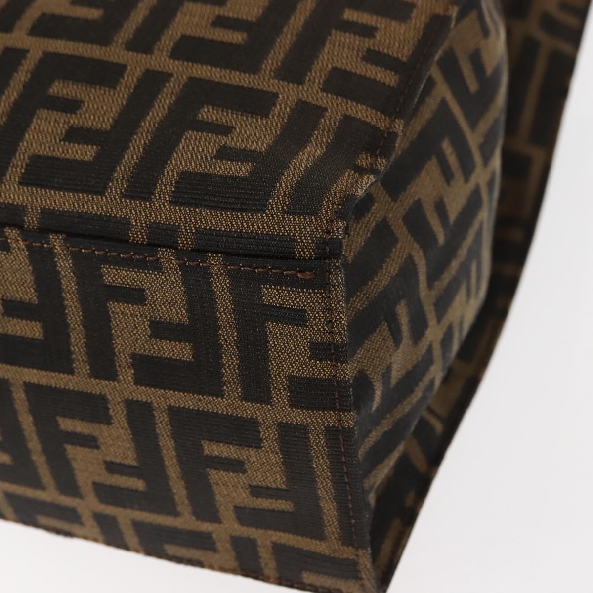 FENDI Zucca Canvas Mamma Baguette Tote Bag Black Silver Brown Auth 145493