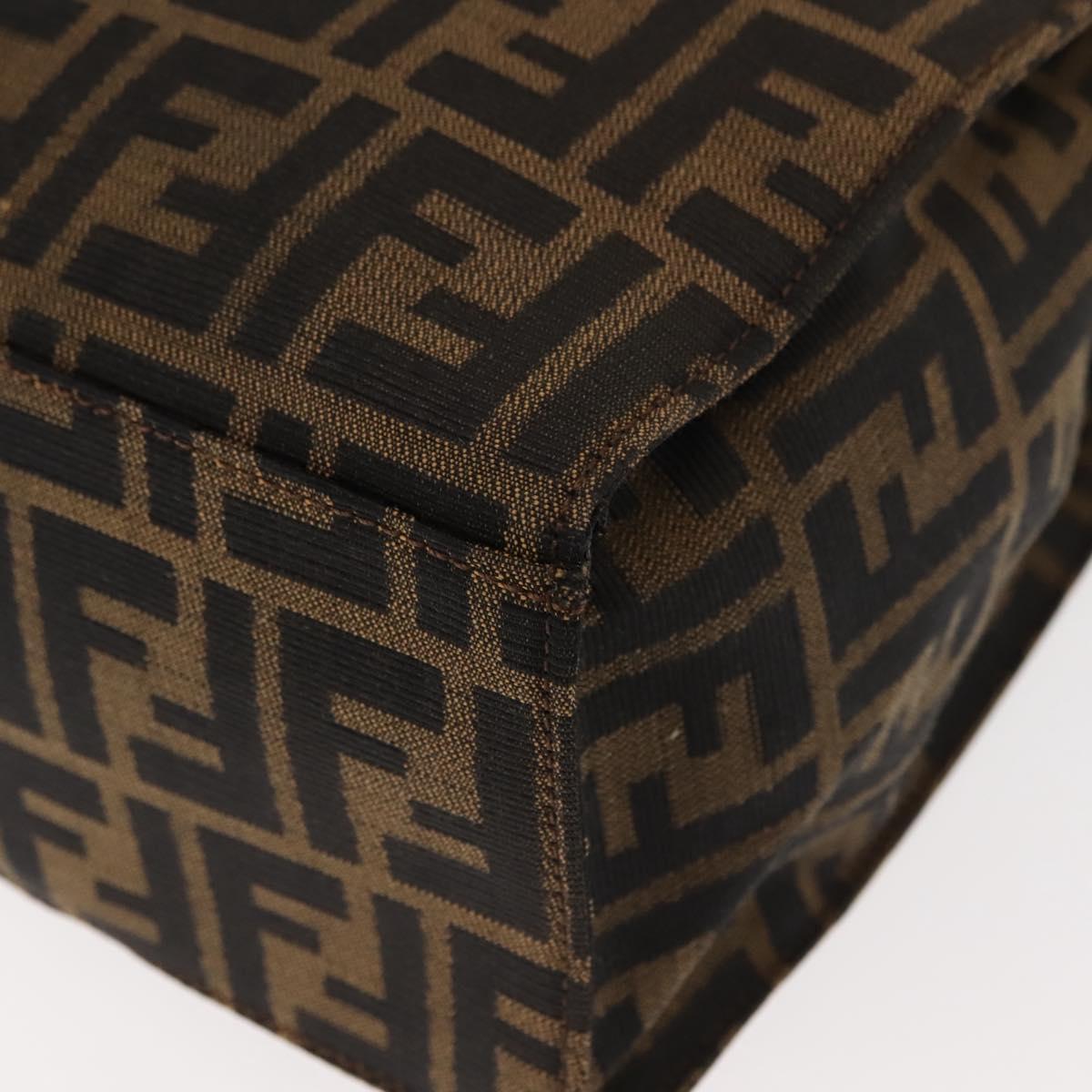 FENDI Zucca Canvas Mamma Baguette Tote Bag Black Silver Brown Auth 145493