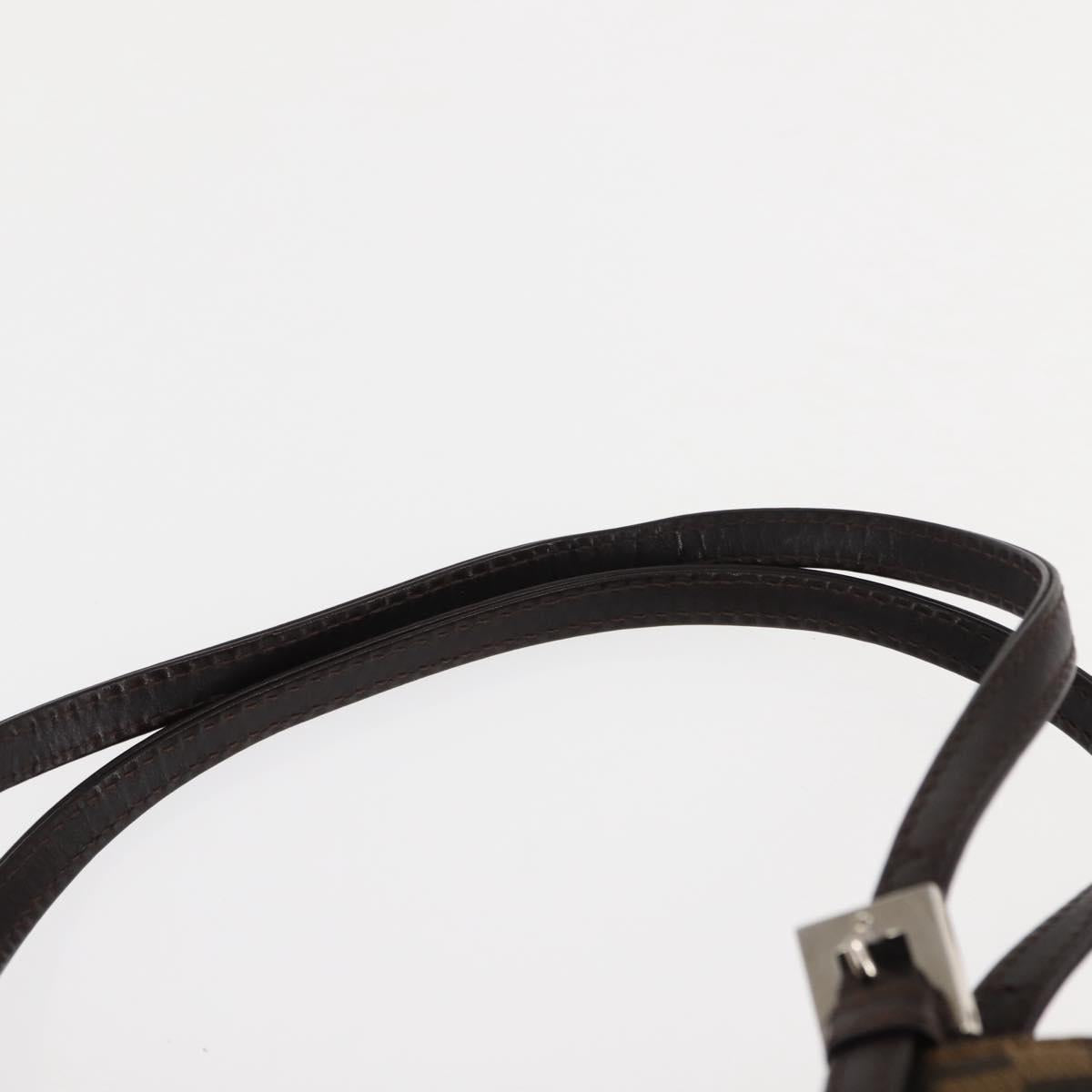 FENDI Zucca Canvas Mamma Baguette Tote Bag Black Silver Brown Auth 145493